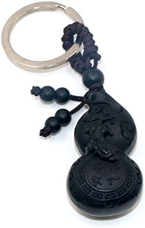 Calabash Shape Ebony Wood Carving Fortune Periapt Lucky Key Ring For Man
