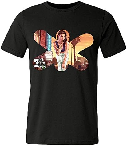 Men T Shirts New, Grand Theft Auto V (GTA 5) Game Crew Neck Black T-Shirt