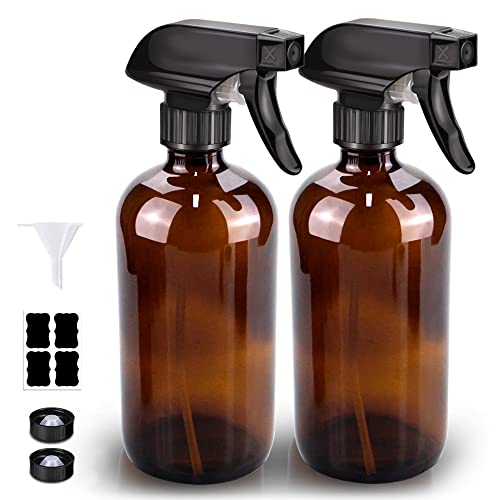 Bontip Glass Spray Bottle 16 oz for Cleaning, Plants (2 Pack, Amber) photo 8