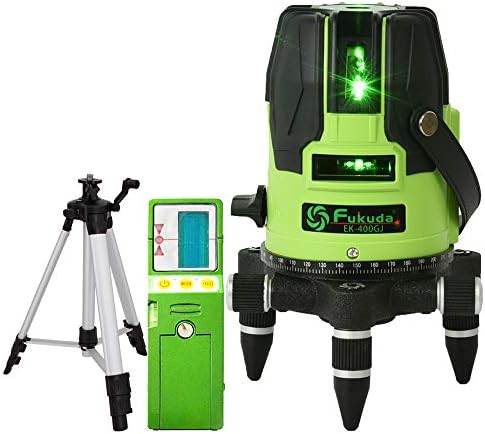 Fukuda 5ライン グリーンレーザー墨出し器 受光器 エレベーター三脚セット Ek 400gj リチウム電池 単3電池 Acアダプターも対応可能 新発売 4方向大矩照射モデル メーカー1年保証