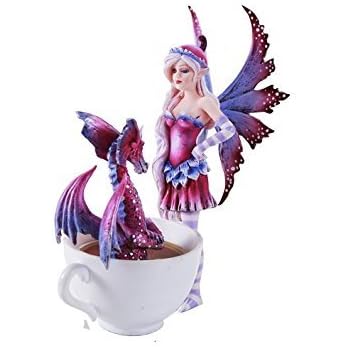 Amy Brown Get Out of My Tub Cup Fairy Dragon Fantasy Art Figurine Collectible 6.25 inch