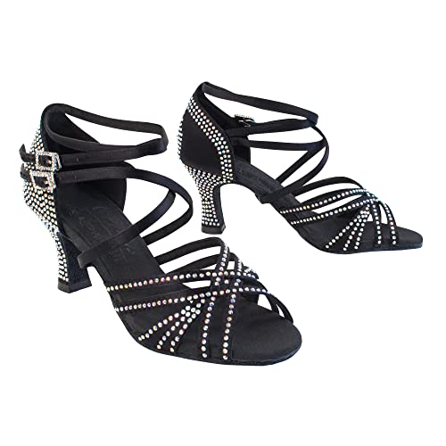 Very Fine Alexandria Womens Black Satin Salsa Tango Latin Ballroom Waltz Dance…