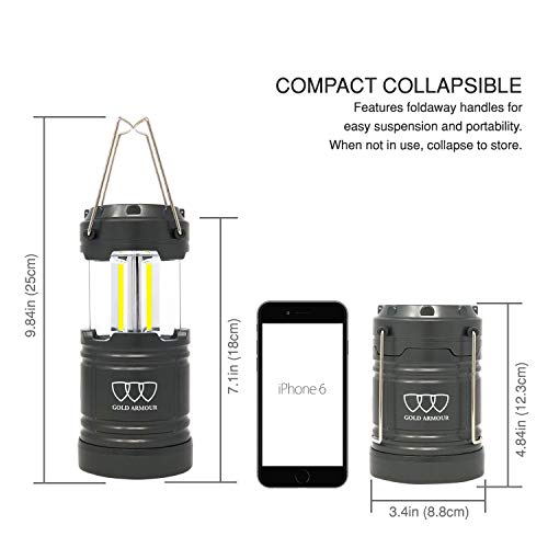 image for Gold Armour 2 Pack Portable LED Camping Lantern Flashlight with Magnet