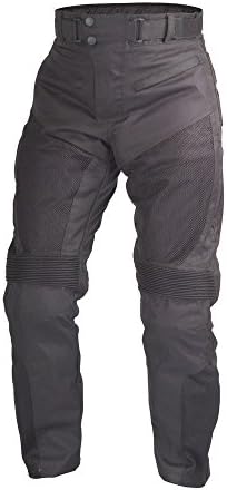 Motorcycle Sport Mesh Riding Pants Black with Removable CE Armor PT3 (L-Tall)