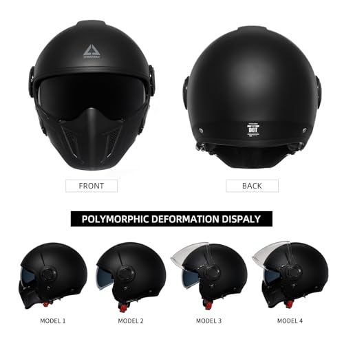 TRIANGLE Convertible Full Face Motorcycle Helmet DOT Approved for Men Women, Multi-Configuration 3/4 Open Face Street Bike Helmet with Internal Tinted Sunshield, Includes Storage Bag in Saudi Arabia | Whizz Helmets TRIANGLE Convertible Full Face Motorcycle Helmet DOT Approved for Men Women, Multi-Configuration 3/4 Open Face Street Bike Helmet with Internal Tinted Sunshield, Includes Storage Bag in Saudi Arabia | Whizz Helmets