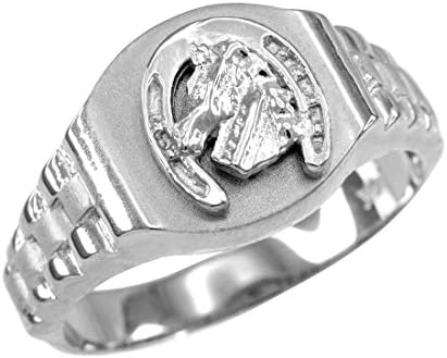 925 Sterling Silver Lucky Horseshoe Men's Ring Size 6-16