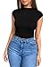 ZileZile Women's Sexy Bodycon Short Sleeve Scoop Neck Leotard Bodysuit Black
