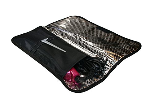 Hair Straightener Heat-Resistant Travel Case. Portable Flat Iron Protector In Stylish Cute Colors. Curling Iron Storage. Black