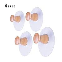 Heasa 4 Pack Wall Hooks, Hat Hooks, Storage Wall Mounted Coat Hanging Hook for Coat, Wardrobe Closet Towel Key Robe Hook (Wood)