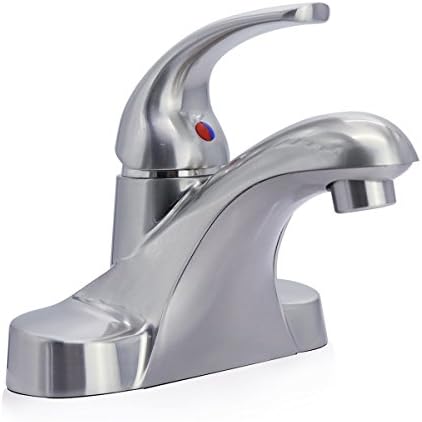 Vsunhoo Brushed Nickel 4 inch Centerset Bathroom Sink Faucet,Single Handle Lavatory Vanity Basin Mixers Bathroom Faucet,CUPC Lead-free