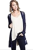 Umgee USA Women's Lightweight Lace Trimmed Open Cardigan Sweater