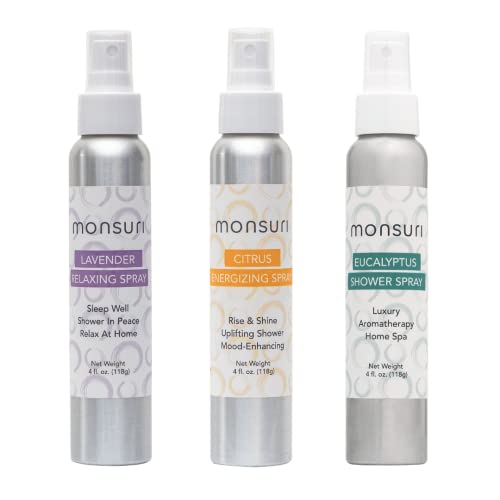 Aromatherapy Spa Room Oils: Eucalyptus, Lavender and Citrus Shower Spray Trio for a Luxurious Self Care at Home Spa Day