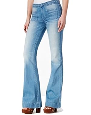 High-Rise Blue 2 Wash Flare-Leg Jeans, Blue, Size 24