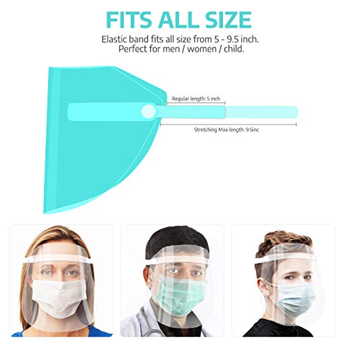 10Pcs Value Pack Safety Face Shields with Protective Clear Film To Protect Eyes and Face Full Face Cover for Men and Women Anti-Fog, Anti-Saliva, Windproof Dustproof (10PCS)