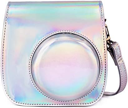 Phetium Instant Camera Case Compatible with Instax Mini 11/12,PU Leather Bag with Pocket and Adjustable Shoulder Strap (Magic Silver)