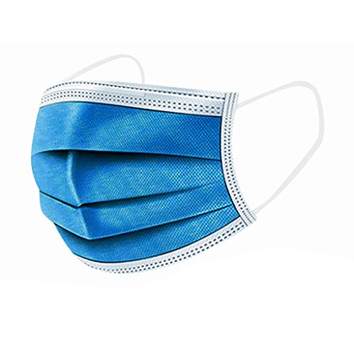 GSusan Masque_Facial_Jetable 50 Pièces ???????????????????????? de Confortable, à Trois Couch????s Protection Recommandé pour Les Hommes et Les Femmes (Bleu marin-50pcs)