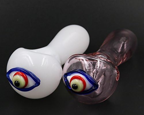 Duozhi 4 Inches Glazed Glass Artwork for Smoking Demon's Ey, White,Pink, (Pack-of-2)