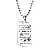 danjie to My Son Tag Stainless Steel Pendant Always Remember You are Braver Than You Believe Letters Boys Necklace Military Chain Air Force Pendant