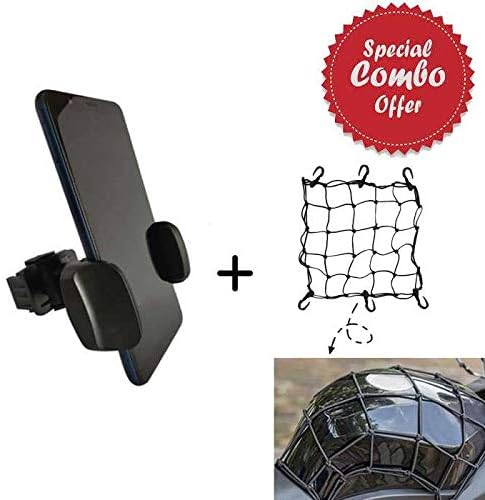 Skycandle Universal 360 Rotation Cycle and Bike Phone Mobile Holder with Premium Bike Bungee Cargo Net - X-Thick Cord - 6 Hooks (Pack of 2)