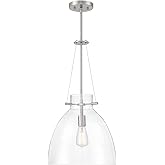 Savoy House 7-7006-1-SN Foster Modern Clear Seeded Glass Pendant, 1-Light 60 Watt, 26" H x 14" W, Satin Nickel