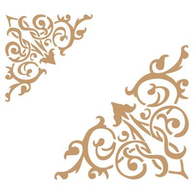 Stencil Deco Borders 020 Corner Two Sizes. Stencil size: 20x20 cm (7,9x7,9 in). Design size: 16,5x14,9 cm (6,5x5,9 in)