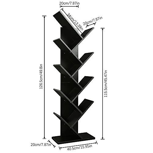 JEROAL 9Shelf Tree Bookshelf, Tree Shaped Bookcase, Free Standing