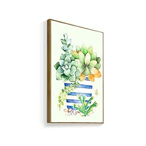 Framed Canvas Home Artwork Decoration Succulent Plant Canvas Wall Art for Living Room, Bedroom - 16x24 inches