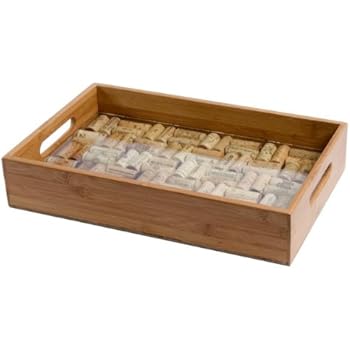 Oenophilia Greenophile Bamboo Cork Service Tray Kit, 100% Bamboo, Glass Pane, Do-it-Yourself, Corks NOT included