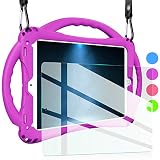 TopEsct Kids Case for iPad 9.7 2018/2017, Shockproof Silicone Handle Stand Case Cover&(Tempered Glass Screen Protector) for iPad Air 1/2,iPad 5th/6th Gen. and iPad Pro 9.7(Purple)