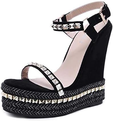 Women Pump Ankle Strap Sandals 15Cm Wedge Heel Open Toe D'Orsay Slingbacks Dress Shoes Casual Court Shoes