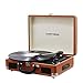 Musitrend Bluetooth Record Player Portable Suitcase Turntable with Built-in Speakers, USB/SD Recorder, Rechargable Battery, Headphone Jack, RCA line Out, Brownthumb 1