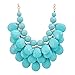 JANE STONE Fashion Bubble Layered Necklace Floating Teardrop Collar Statement Jewelry for Women(Fn0580-Aqua)