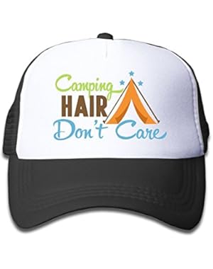 Camping Hair Don't Care Youth Mesh Hat Boys and Girl Baseball Trucker Caps