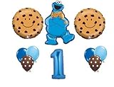 Cookie Monster #1 One 1st First Happy Birthday Balloon Party Set Sesame Street