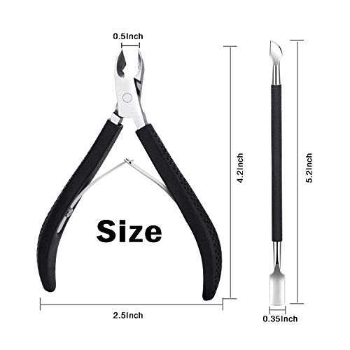 BUVE Cuticle Nippers Pusher Manicure Tools Set - Professional Non-slip Nail Cuticle Remover Cutter Clippers Tool for Gel Nail Art Fingernails Toenails,Stainless Steel, Travel, Gift