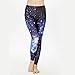 Idingding Womens Galaxy Star Printed High Waist Leggings Pants, Blue, M