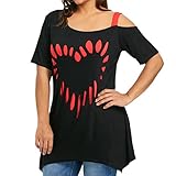 Nadition Plus Size Women t-Shirt Short Sleeve Clearance,Heart Printed Casual Shirt Tops Blouse