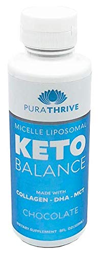 PuraTHRIVE Liposomal Keto Balance Ketosis Supplement - Grass Fed Beef Collagen, Coconut MCTs, Algal DHA - 8oz Liquid Bottle - Increase Fat Loss, Improve Heart Health (Thick Collagen Formula)