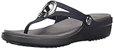 crocs Women's Sanrah Beveled Circle Sandal, Navy/Graphite, 8 M US