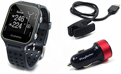 Garmin Approach S20 (Slate) Golf GPS Watch with PlayBetter USB Car Charge Adapter | Activity Tracker, Smart Notifications &amp; 40,000+ Worldwide Courses