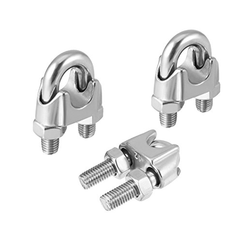 SamIdea 3-Pack M12 1/2" 304 Stainless Steel Saddle Clamp Cable Wire Rope Clip Fastener