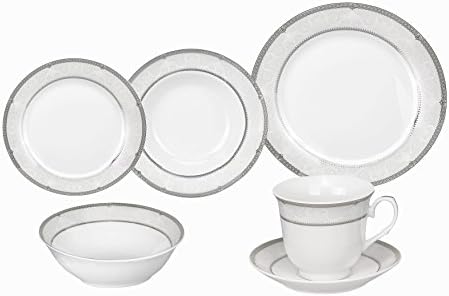 Lorren Home Trend Ballo Dinner Set, Silver