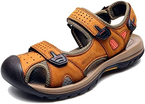 pingxiangxianxiaojudouerton Men's Water Shoe Summer Leather Outdoor Beach Casual Sandals
