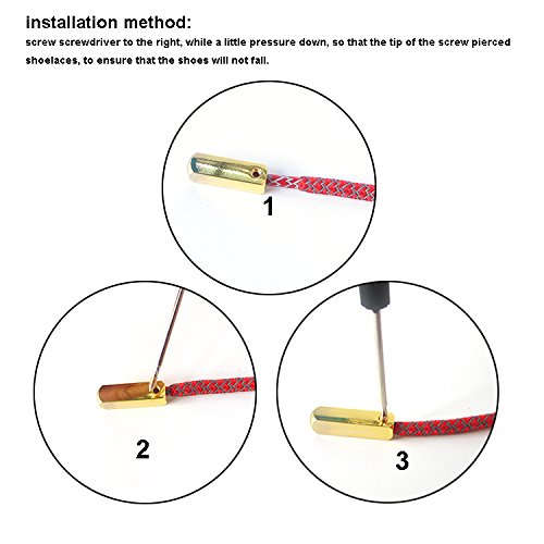 Metal Aglets Shoelace Tips ( Set of 4 Tips And Screws Includes Screwdriver) (Black)