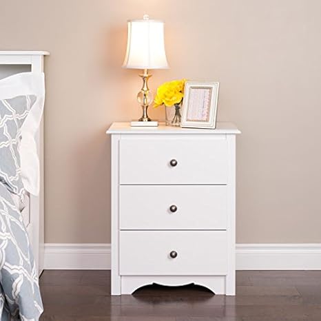 Amazon Com Winslow White 3 Drawer Tall Nightstand Measures 23 Inches Wide X 29 Inches High X 16 Inches Deep Kitchen Dining