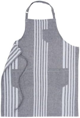 Nine Space Bali Adult Stripe Cotton Kitchen Apron, Grey