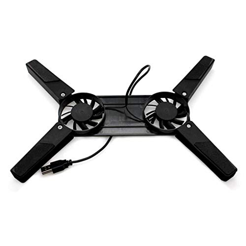 Miaomiaogo Laptop Desk Support Dual Cooling Fan Notebook Computer Stand Foldable USB Rack Holder Black
