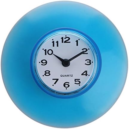 Timberlark Mini Size Waterproof Clock with Silicone Suction Cup for Bathroom/Kitchen/Shower,Fix on Smooth Wall/Glass (Blue)
