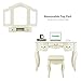 Tribesigns Vanity Set with Tri-Folding Lighted Mirror, French Vintage Makeup Vanity Dressing Table Dresser Desk with 5 Drawers, 8 LED Lights and Cushioned Stool for Bedroom,White
