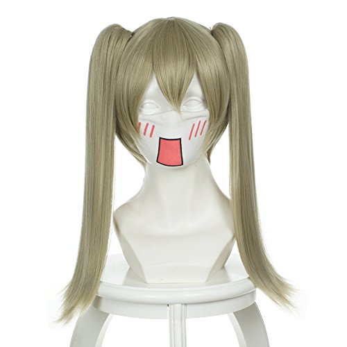 Cfalaicos Soul Eater Anime MAKA ALBARN Cosplay Wig Straight Clip on Ponytails Hair